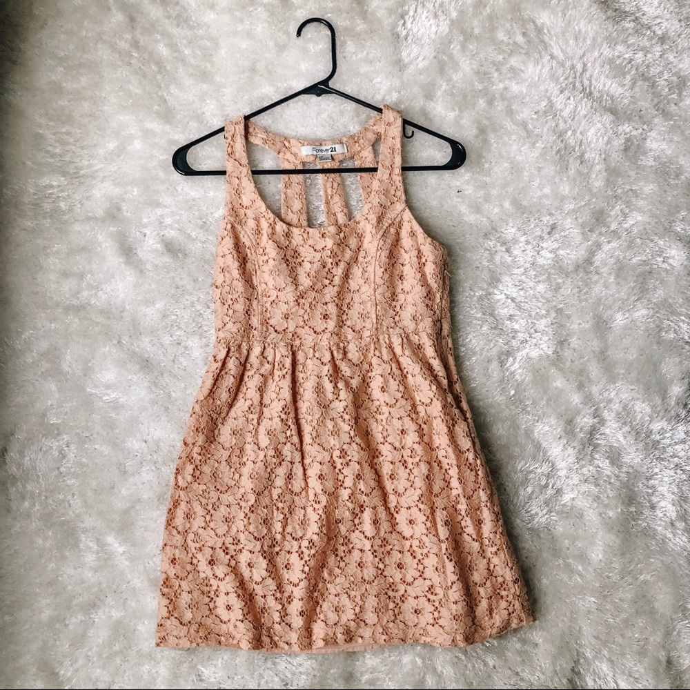 Forever 21 Peach Floral Lace Sundress Size S